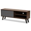 Baxton Studio Mallory Modern and Contemporary Two-Tone Walnut Brown and Grey Finished Wood TV Stand 180-11223-Zoro